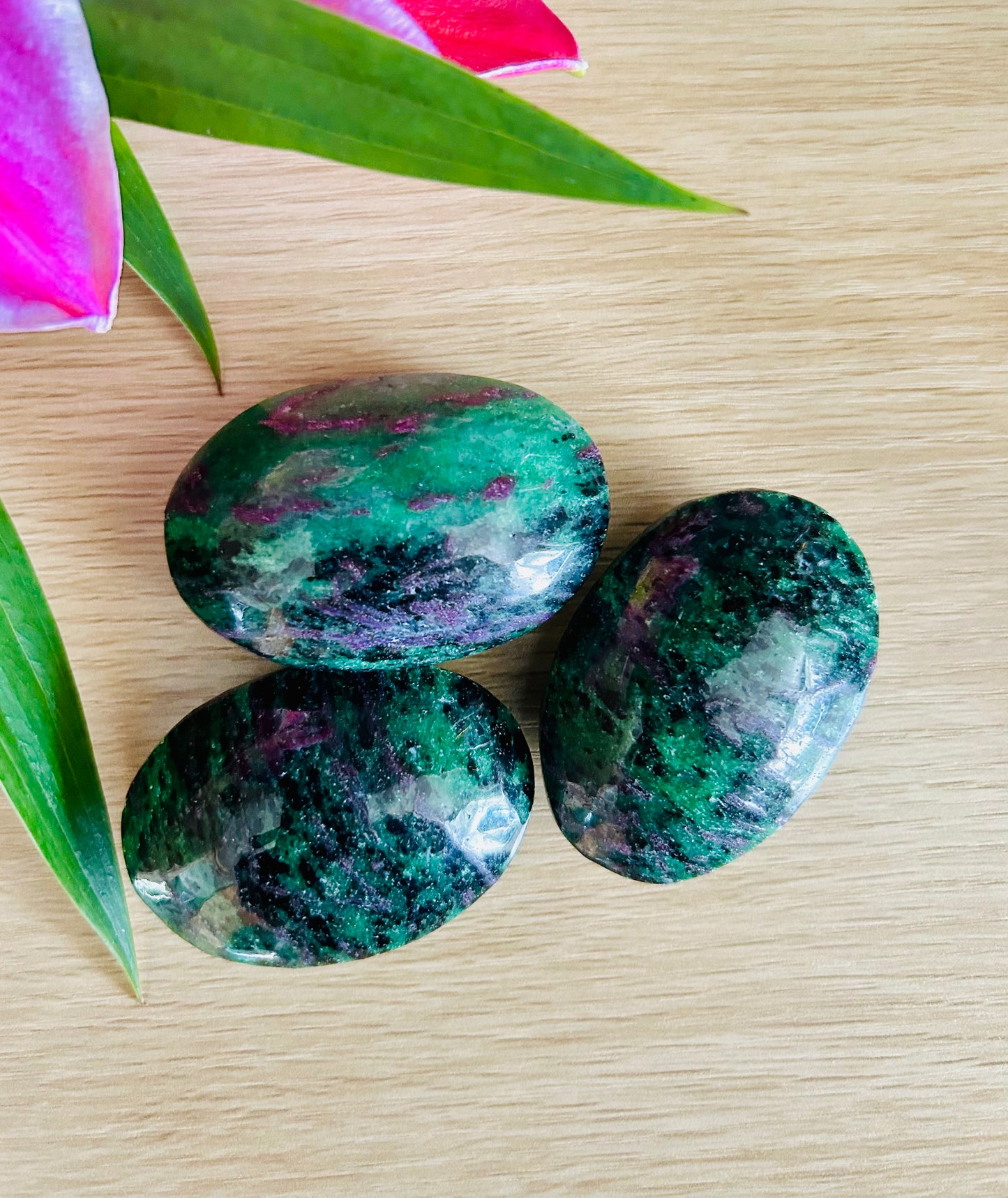 Ruby in zoisite palms