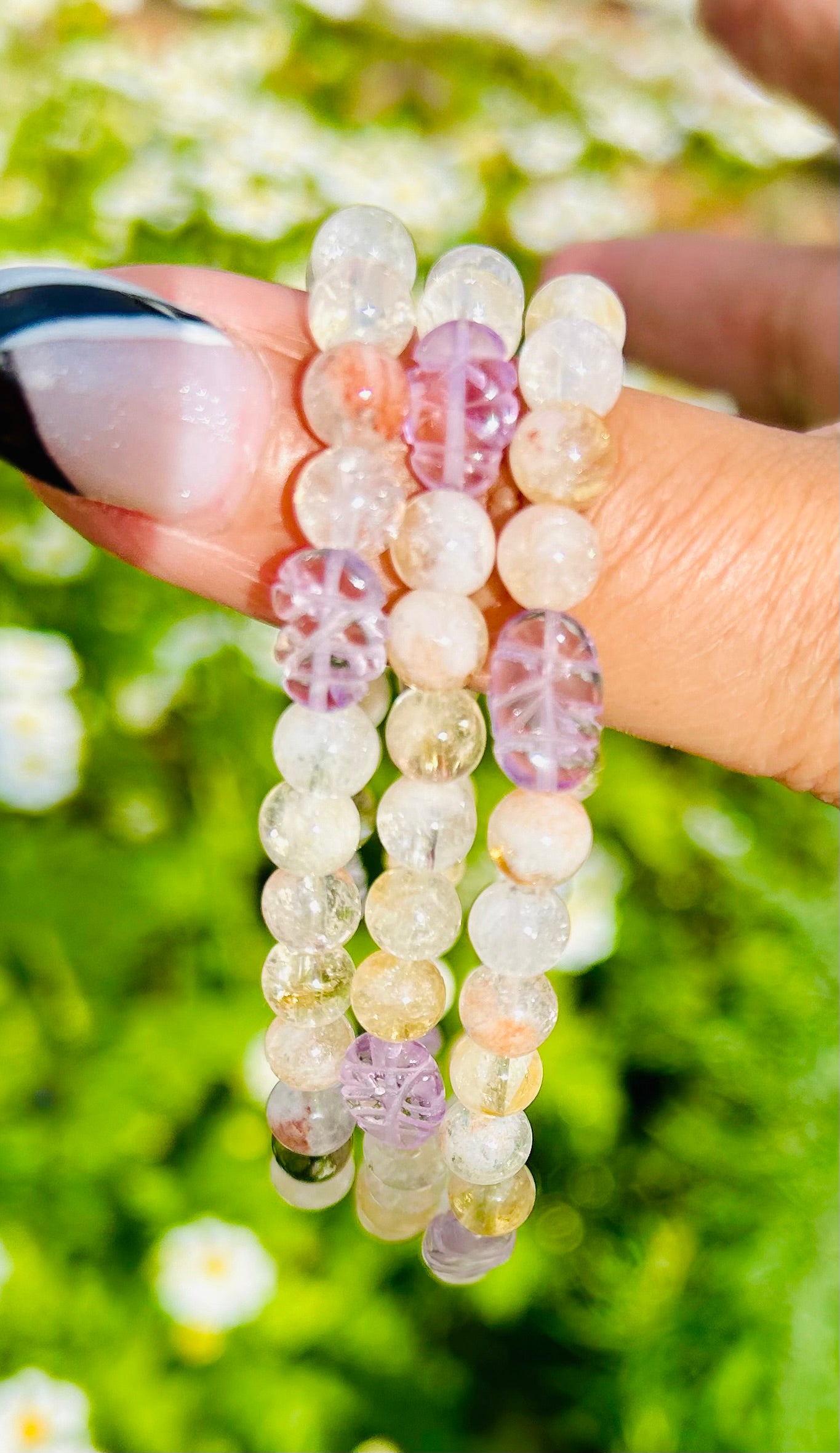 Dainty citrine and amethyst bracelet