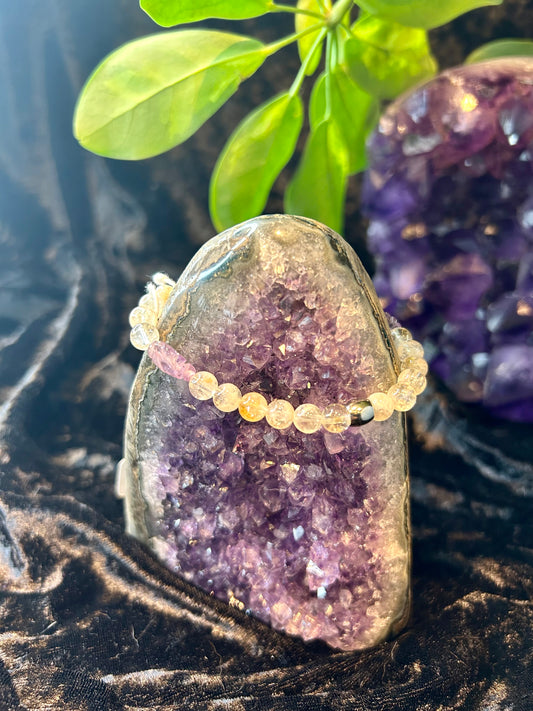 Dainty citrine and amethyst bracelet