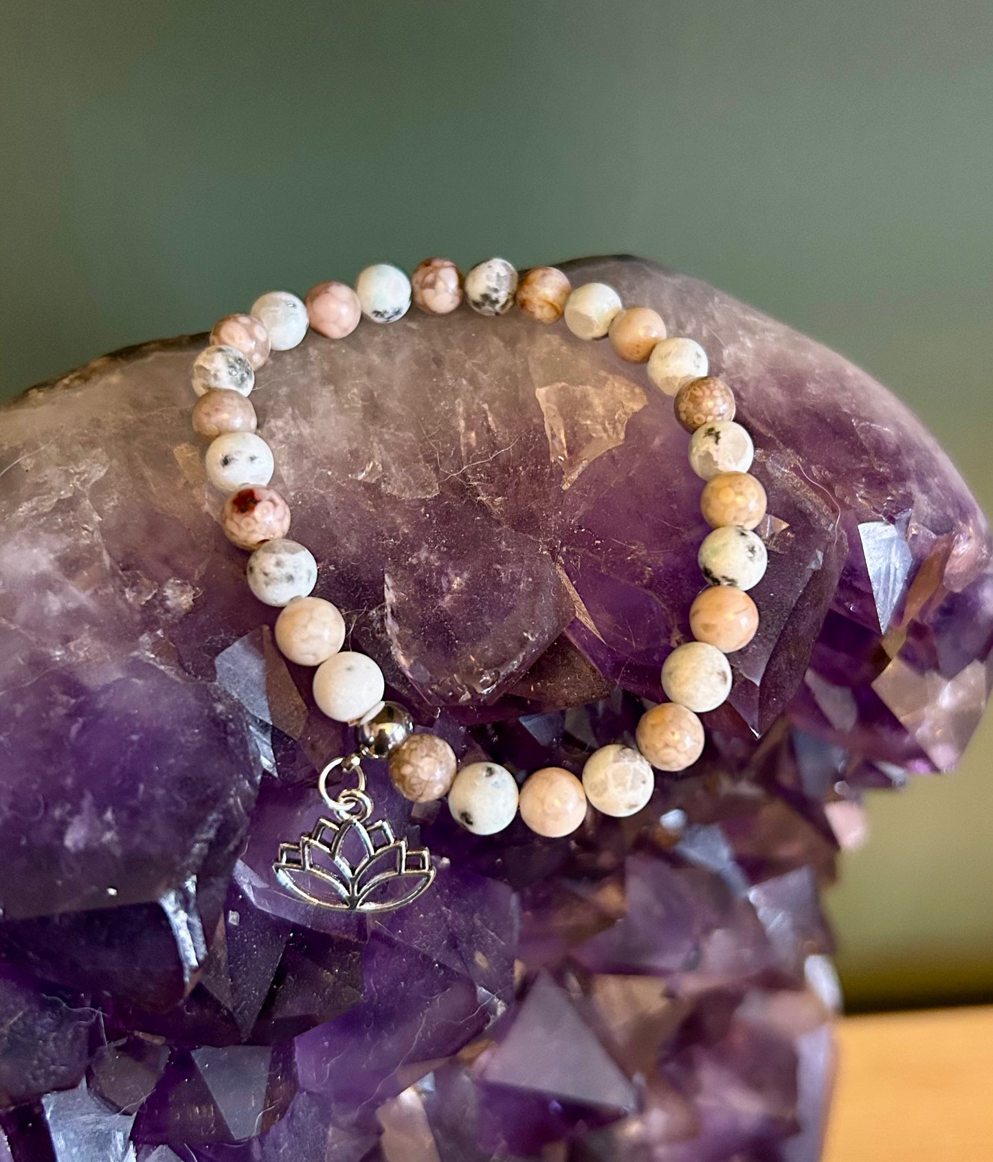 Kiwi and Picture Jasper bracelet