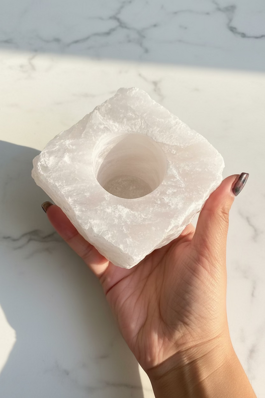 Rose Quartz tea light holder