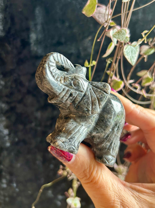 Larvikite carved elephant