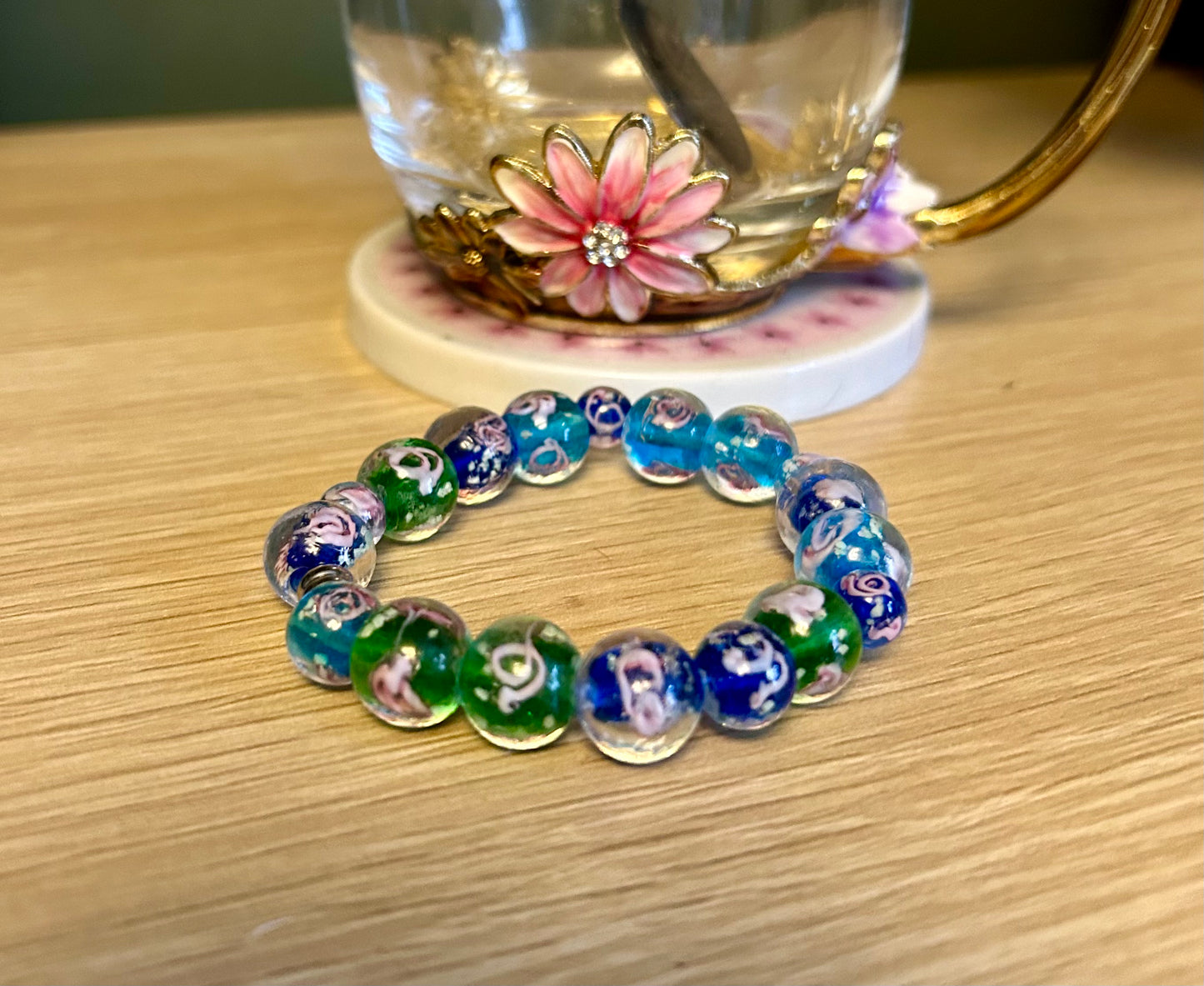 Lampwork bead bracelet